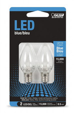 Feit Electric C7 Blue Led Night Light Bulbs 0.5w 7w Rep E12 Base 2-pack