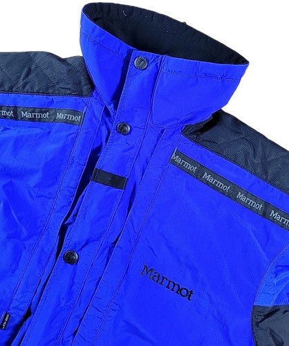 Marmot, Vtg 90s Marmot Full Zip 2 PLY Gore Tex Jacket BLUE Black Men’s LARGE