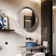 Image of HIB Vaida 80 Brushed Steel 80cm bathroom Mirror 79910000