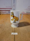 Vintage Walt Disney Productions Pluto White Milk Glass Pedestal Mug (SEE DESC!)