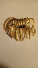 Vintage Gold Tone Zebra Pin Brooch