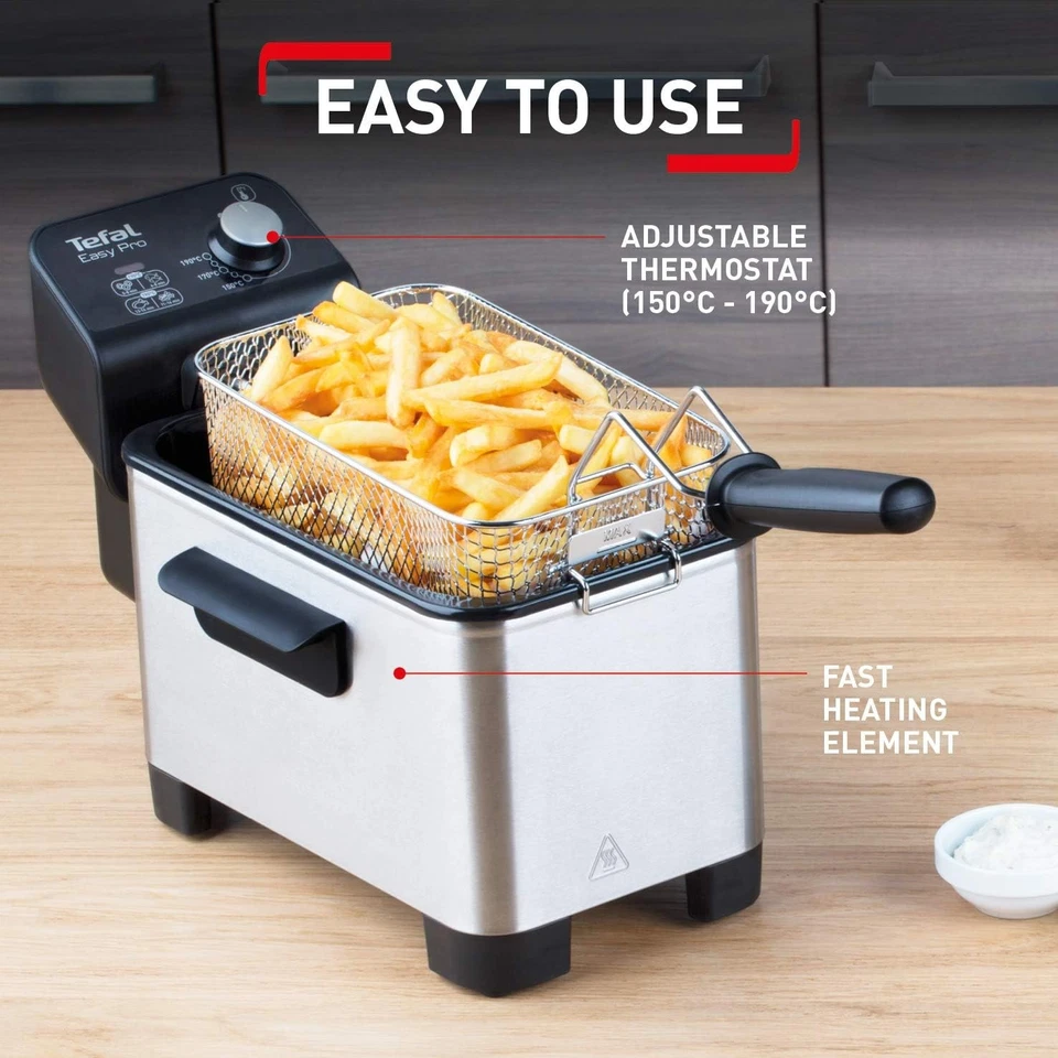 Tefal Deep Fryer Easy Pro, Stainless Steel, 3L capacity, 1.2kg, 4 Portions,... - Image 2 of 4