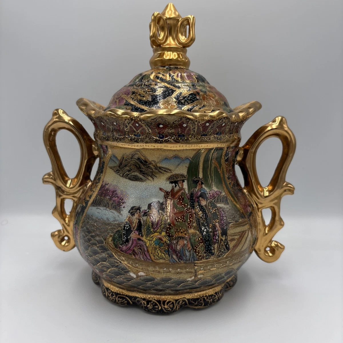 艺妓花瓶日本古董花瓶| eBay