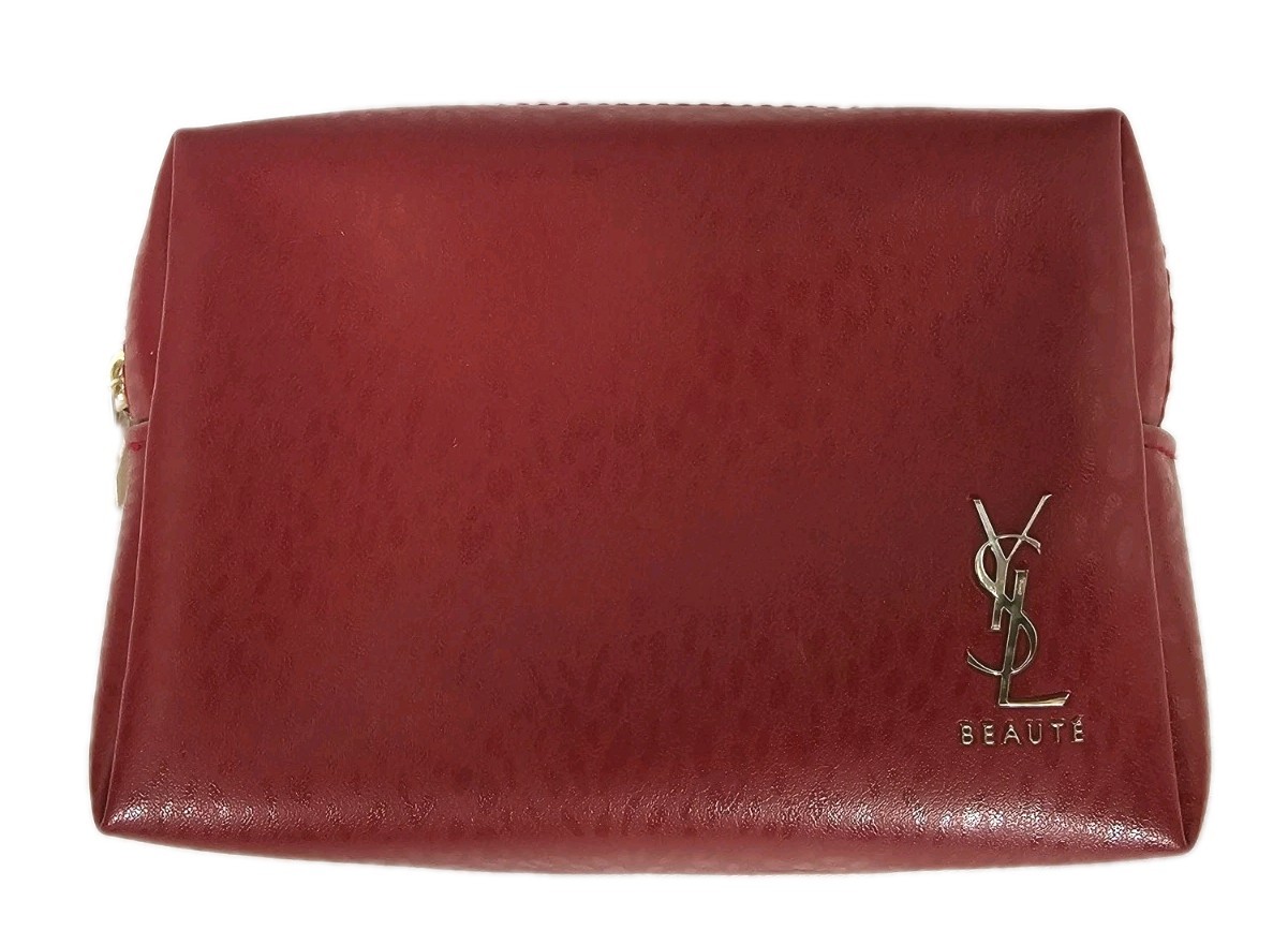 Borsa trucco YSL rossa ecopelle stampa animalier Yves Saint Laurent mai usata