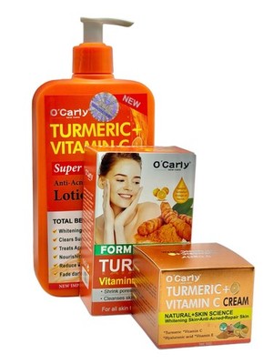 Turmeric Vitamin C Skin Care Set Cream Soap Lotion Brightening Acne Dark Spots