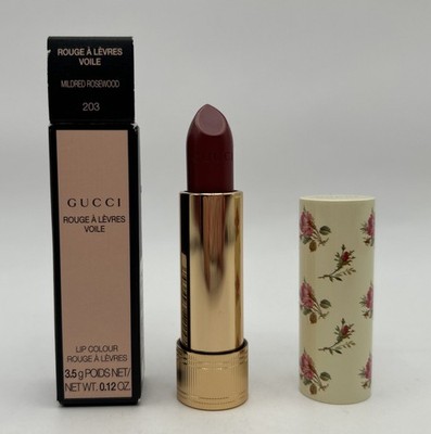 GUCCI Rouge A Levres Voile Mildred Rosewood 203 Lipstick Sheer Lip Colour 0.12