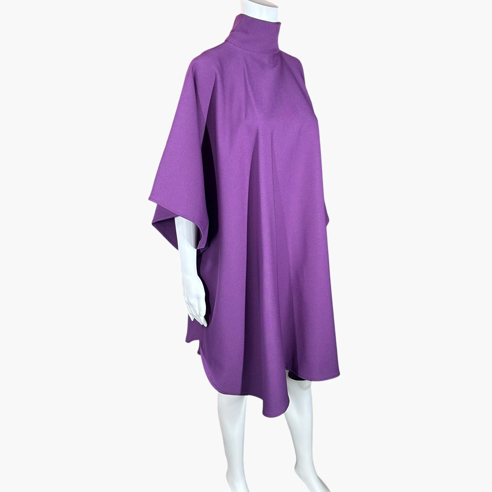 Vintage Cape Dress Womens Large OS Mock Neck Kimono Drape Cloak Poncho 60s 70s