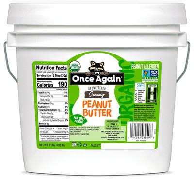 Organic Creamy Peanut Butter 9 Pound Bucket - No Sugar Added, Single Ingredient,