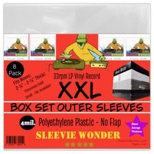 XXL Box Set Sleeves x8 4mil Strong No Flap - Fits 2-1/8 - 2-7/8" Thick - 33rpm