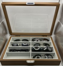 Wooden Sunglasses Organizer Storage, Glasses Tray Display Wooden 8-Slot Box