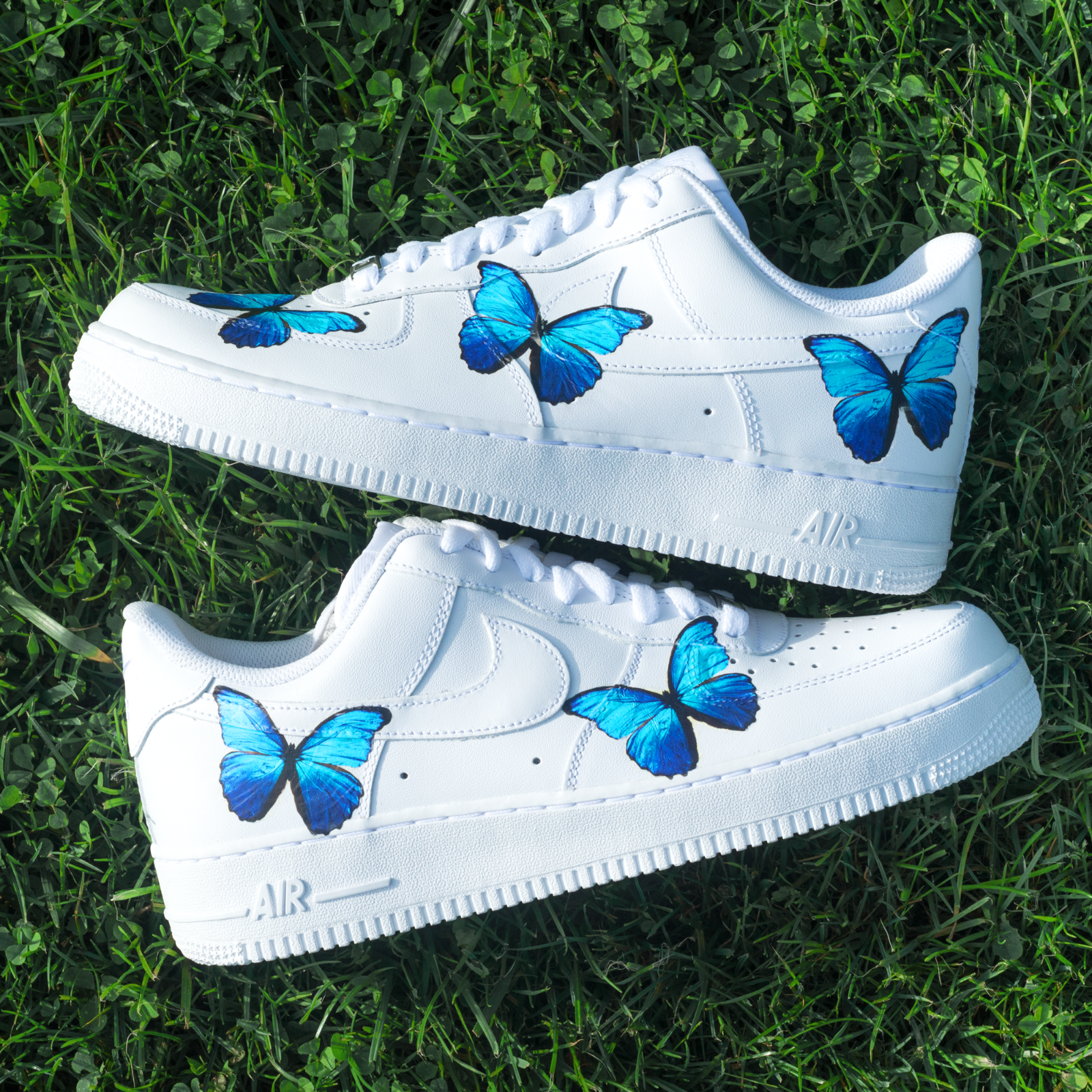 NIKE AIR FORCE 1 CUSTOM WITH BLUE BUTTERFLY PRINT UNISEX SNEAKER FLOWER  ROSES | eBay