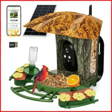 Solar Smart Bird Feeder with 2K HD Camera, DIY Add-Ons & Hummingbird Feeder-WiFi