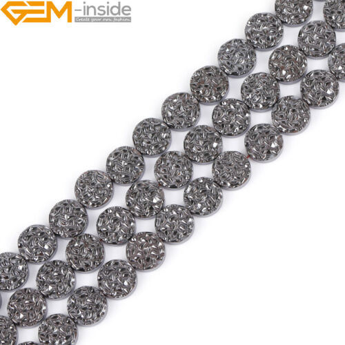 Cuentas de hematita negras naturales fabricación de joyas poder energía chakra 15" moneda cruz - Imagen 348 de 360