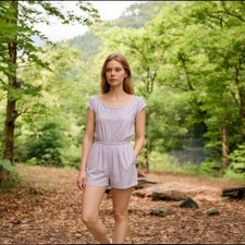 Eyelet  Ivy Girls Lavender Floral One Piece Romper Size 10 Cotton Knit Boutique