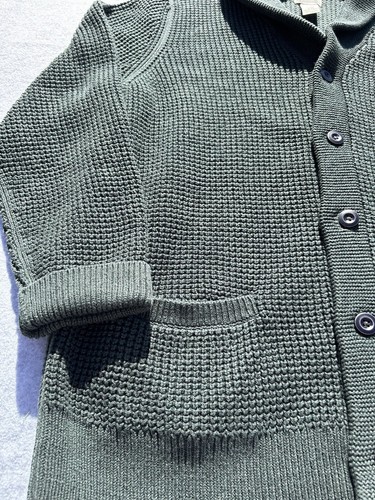 LL Bean Men's 100% Organic Cotton Waffle Sweater, Cardigan XL Dark Pine - Picture 8 of 20