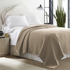100 Cotton Blanket Twin Size Taupe Soft Lightweight 66 x 90 inches
