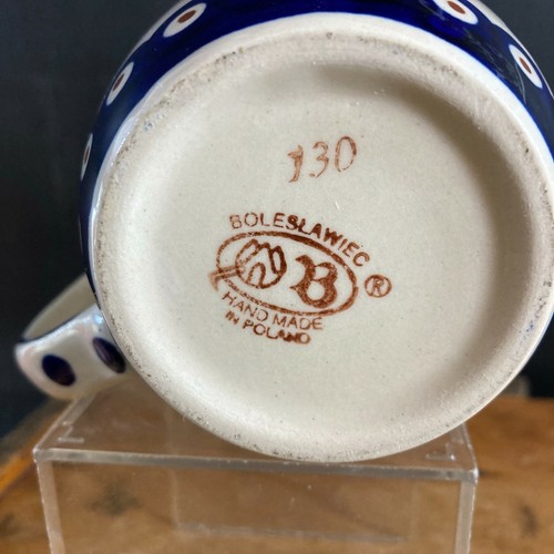 Boleslawiec Polish Pottery Peacock Dots Poland Mug - Picture 2 of 6