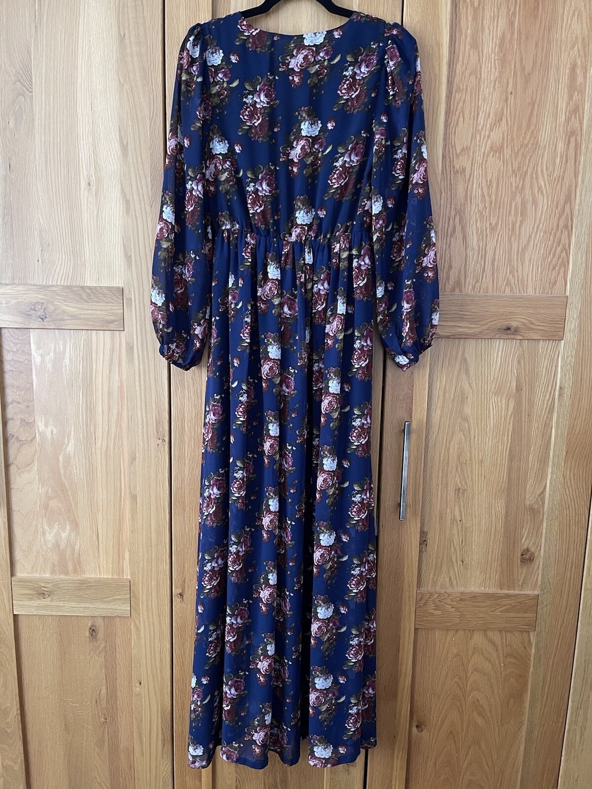 Ulyana Sergeenko Silk Maxi Floral Dress Navy Blue… - image 1