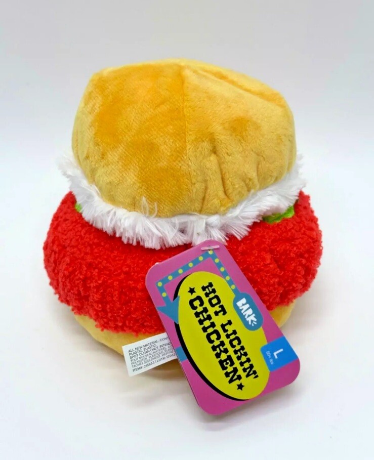 BARKBOX Hot Lickin' Chicken Sandwich Plush Squeaky Crinkle Dog Toy