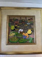 Asian Thai Expressionist Leaf painting-Artist Thanom-Vintage-Mid Century Modern