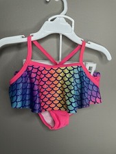 Wonder Nation Girls Size 2T Mermaid Print Pink 2 Piece Bikini Swimsuit