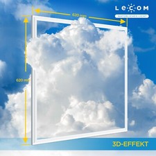 LECOM LED Panel Deckenleuchte 62x62 mit Motiv Print 3D Sky Blauer Himmel Wolken