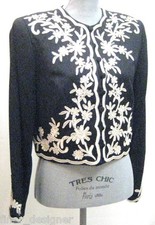Marie St Claire blazer retro soutach embroider dress jacket crop coat 8 VTG NEW