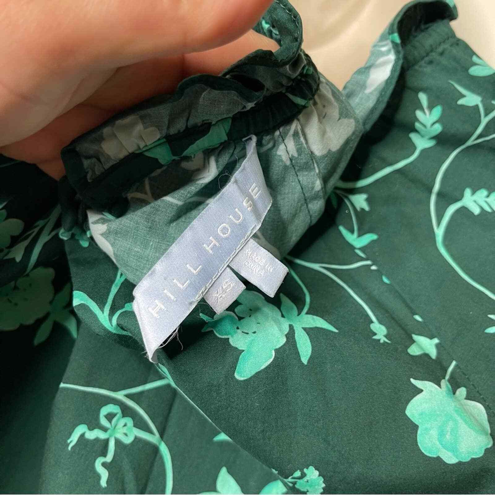 HILL HOUSE “Kit” Emerald green Botanical print short … Gem