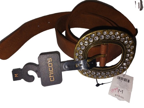 Chico’s Vintage Gray Suede & Stones Elastic Back Stretch Belt sz L Chico main image 3
