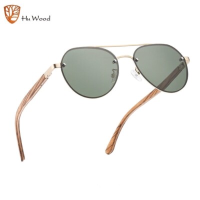 Occhiali Da Sole in Legno Lenti Polarizzate Pilota Estate 2024