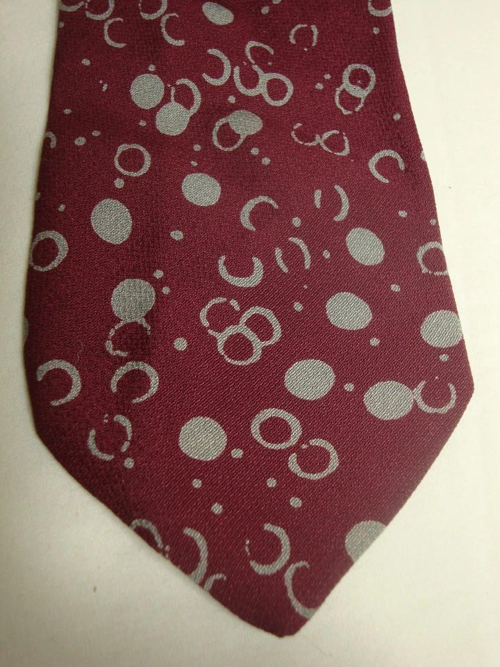 Corbata de seda vintage GIORGIO ARMANI gris granate patrón geométrico retro Foto 2 de 3