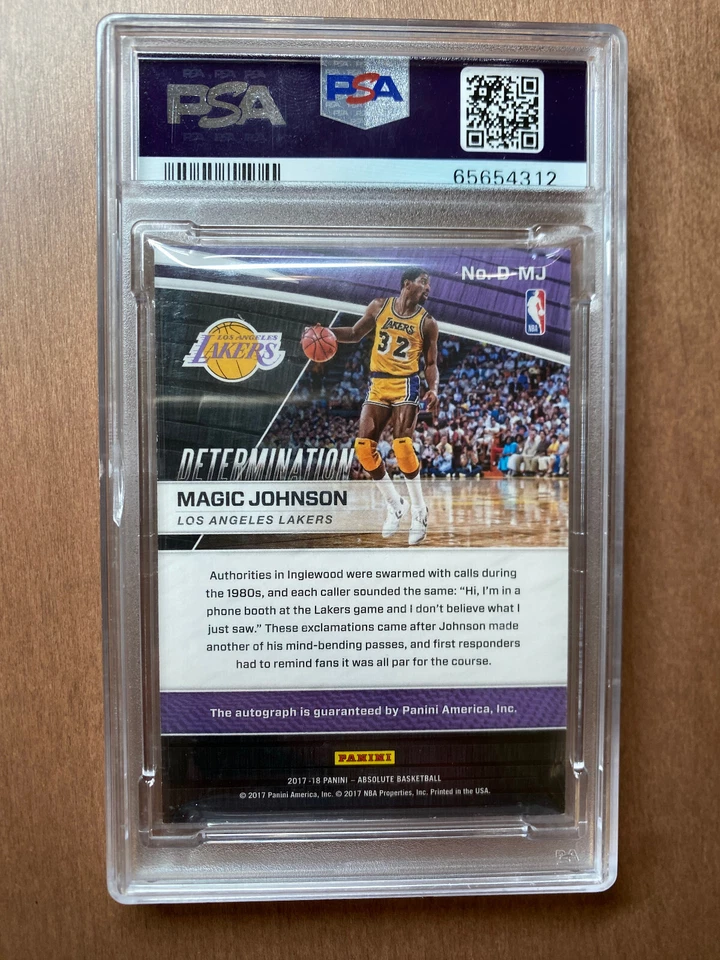 2017-18 Panini Absolute Magic Johnson Determinação Auto Nível 3 10/10 PSA 10 - Imagem 2 de 2
