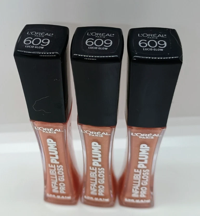 (Lot of 3) Loreal PARIS Infallible PLUMP Pro Lip Gloss 609 Lucid Glow - Image 3 of 3
