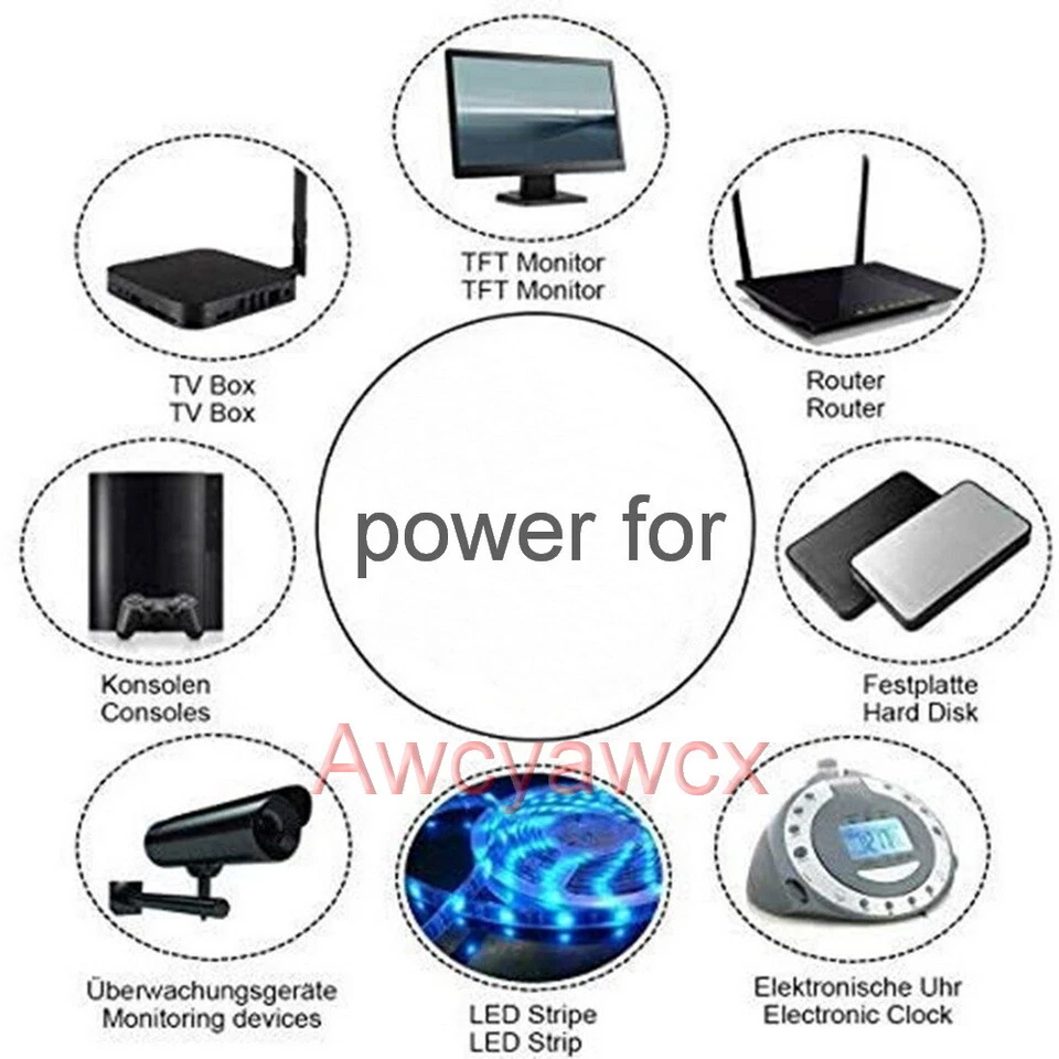 AC Adapter DC 3V 4.5V 5V 6V 7.5V 8V 9V 10V 12V 500mA 1A power supply 5.5mm 2.1mm - Bild 4 von 4