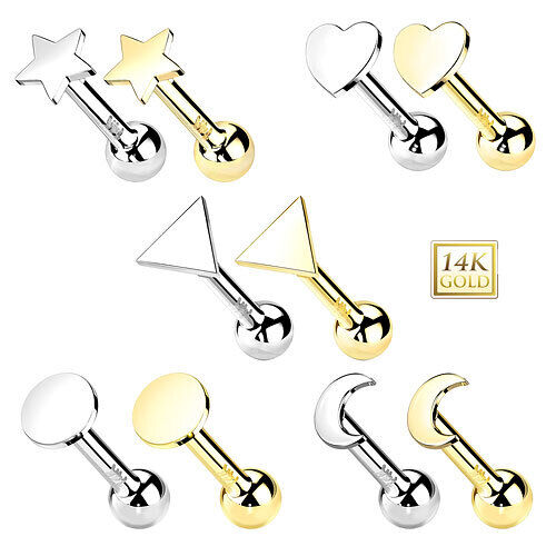 14 Karat Gold Tragus Helix Ohr Piercing Stecker flacher Aufsatz ohne Gewinde - Bild 1 von 6