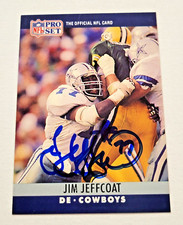 JIM JEFFCOAT Signed 1990 Pro Set #80 Dallas Cowboys Card Autograph