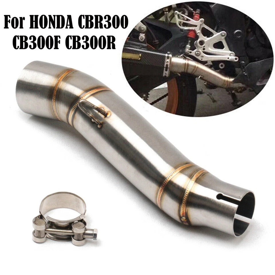 Medio juego tubo silenciador escape para motocicleta Honda CBR300R CB300R CB300F Foto 3 de 4