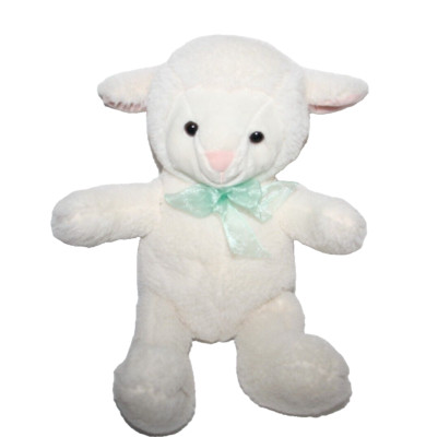 Dan Dee Collectors Choice Plush Lamb White W/ Green Ribbon Easter