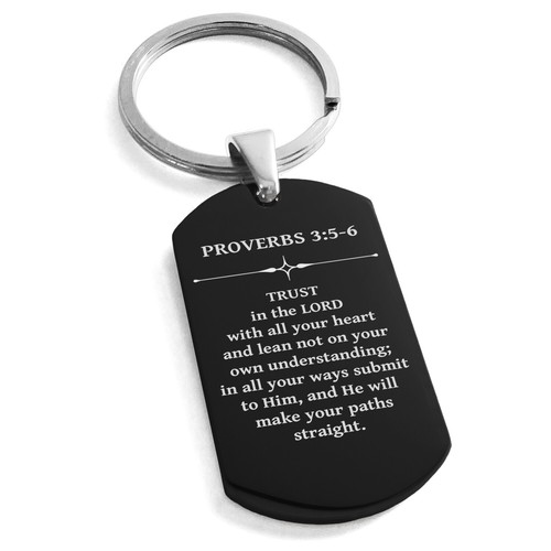 Collar o llavero con etiqueta de perro Trust in the Lord Proverbios 3:5-6 de acero inoxidable - Imagen 7 de 9