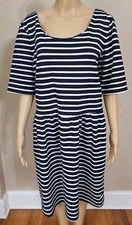 Gap Women's Dress XL Blue and White Striped Short Sleeve