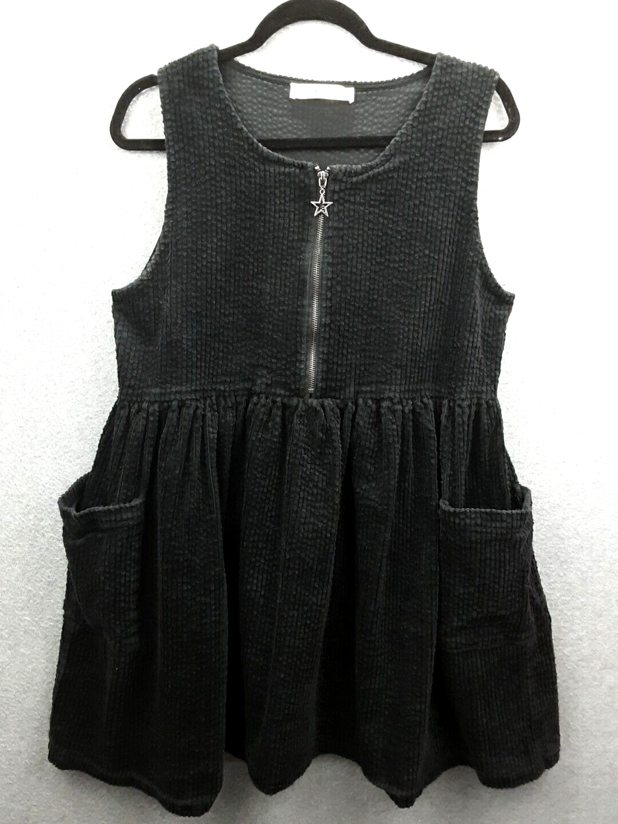 princess polly baby blue dress Black Friday Size 12 Faded Black Jumbo Stretch Cotton Corduroy Zippered  Dress