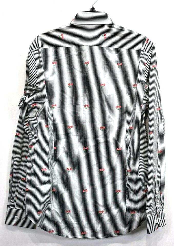 Report Collection Mens Long Sleeve Stretch Slim Fit Stripe Button Up Shirt M - Image 2 of 4