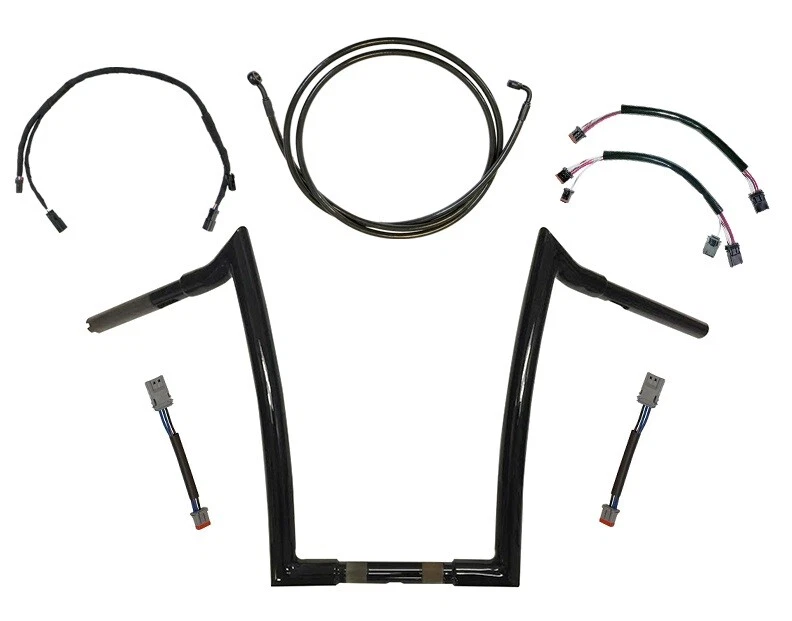 Kit de manillar Harley Street Bob negro 12,14 o 16" Monkey Bar 2018-2023 hecho en EE. UU. Foto 2 de 4
