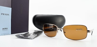 PRADA Sunglasses SPR51F 57-17 135 4AC 2Z1 Silver Brown Metal Sun Italy + Case