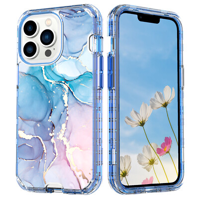 For iPhone 17 Pro Max Air 16 15 14 13 12 11 Marble Rugged Case Shockproof Cover