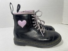 Dr Doc Martens Black Zipper Purple Heart Youth Boots 1460 Toddler Size 10 Combat