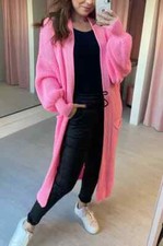Women Chunky Knitted Oversized Cardigan Ladies Balloon Sleeve Long Maxi Cardigan