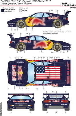 LB Pro 1/24 BMW M1 Red Bull Daytona HSR Classic 2017 Full Decal from Japan 10857
