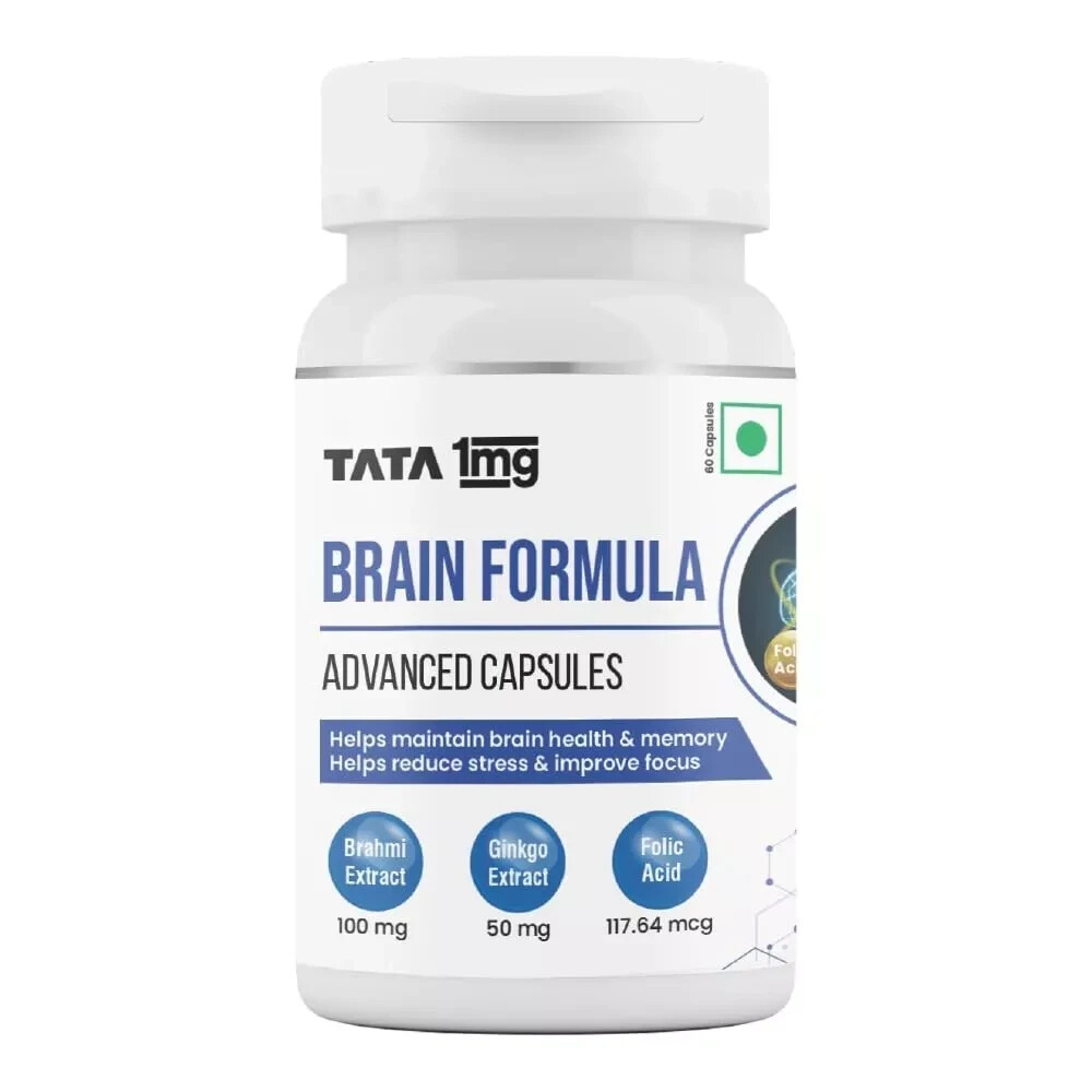Fórmula cerebral Tata 1 mg con complejo de vitamina B L-tirosina L-teanina (paquete de 60)