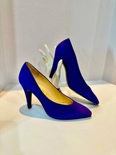 Vtg 90's Charles Jourdan Paris France Purple Suede High Heel Pumps - 6.5 M